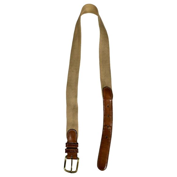 Coach Vintage Solid Brass Buckle Canvas Brown Leather Belt Men's Size 34 - Picture 1 of 8